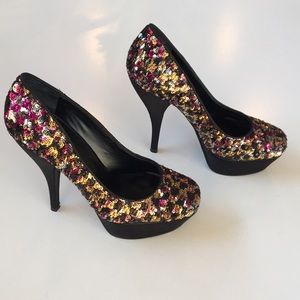 Nine West - Sequined Platform Heels